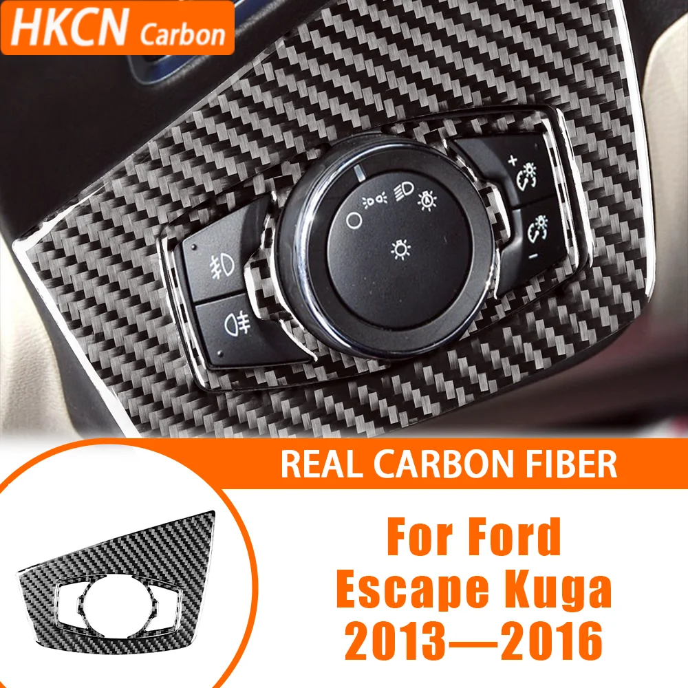 

For Ford Escape Kuga 2013—2016 Car Accessoreis Carbon Fiber Headlight Switch Set Panel Interior Cover Trim Sticker Modification