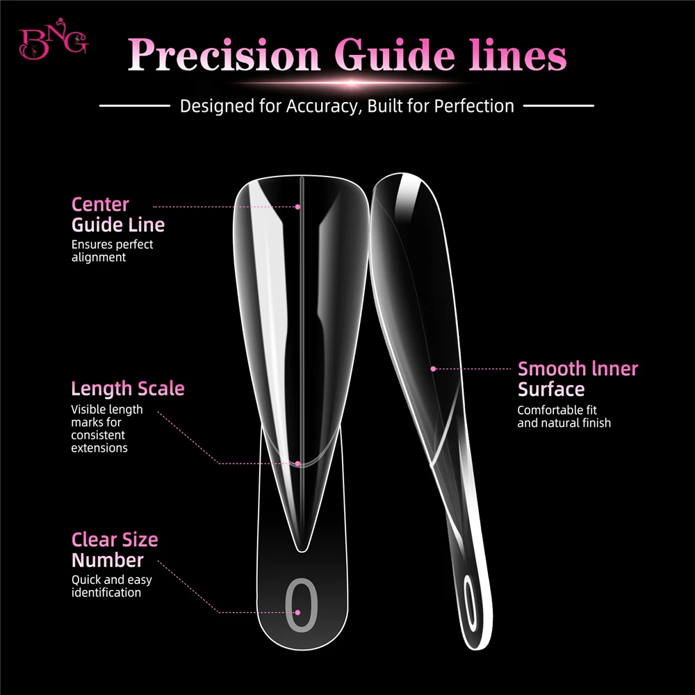 BNG Stiletto Nagel Dual-Formen Transparente Nagelverlängerungsformen 150 Stück 15 Größen Wiederverwendbare Gel-Verlängerungsformen für Builder-Gel-Maniküre – Detail 6