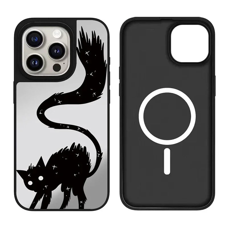 

Cat Graffiti iPhone 11 12 13 14 15 16 Pro Max Mirror Surface MagSafe Case Cover Shell