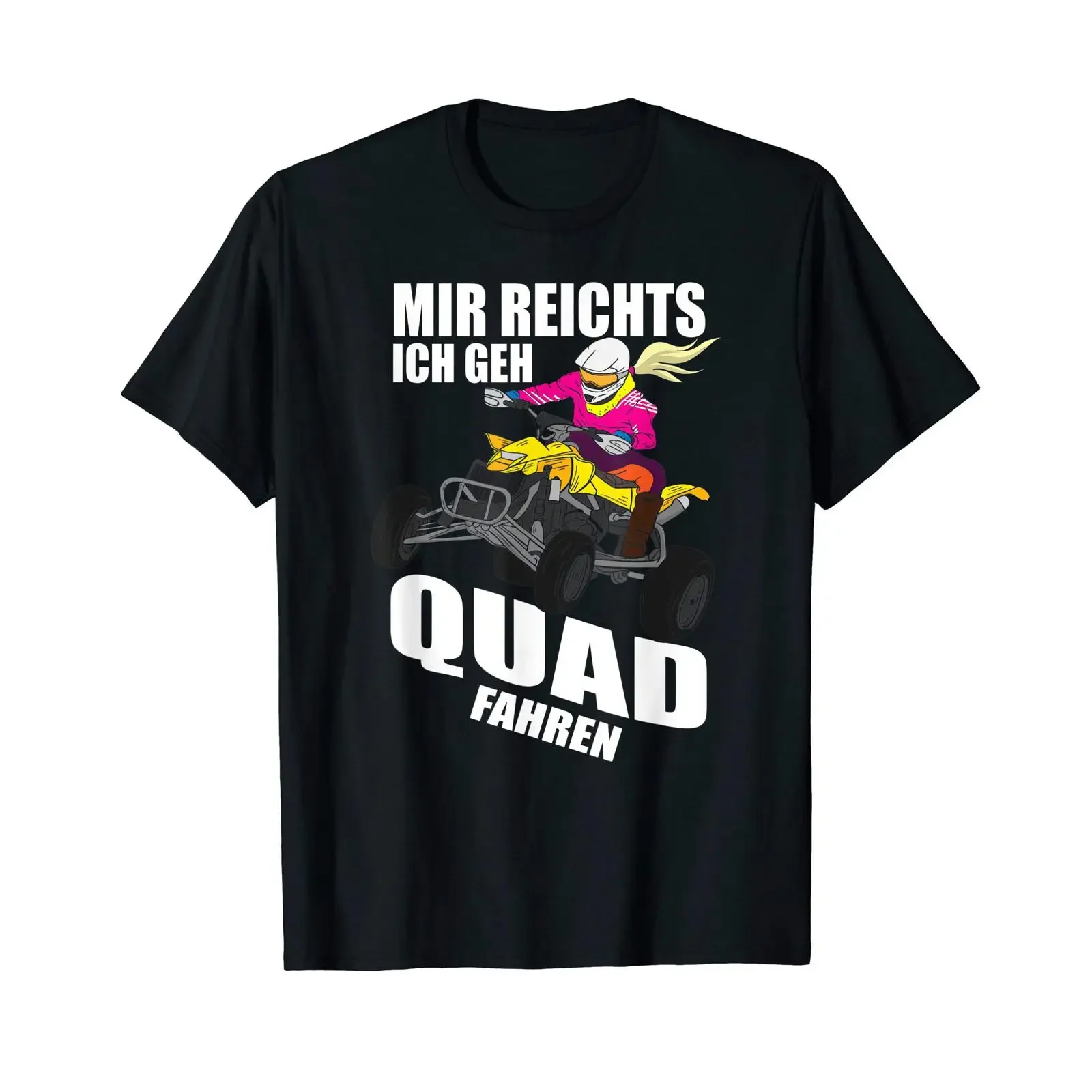 Футболка с немецким текстом «Mir Reichts Ich Geh Quad Fahren» («Мне достаточно ездить на квадроцикле»), винтажная, с эффектом потертости, модная, повседневная, мягкая, размер 4 x см.