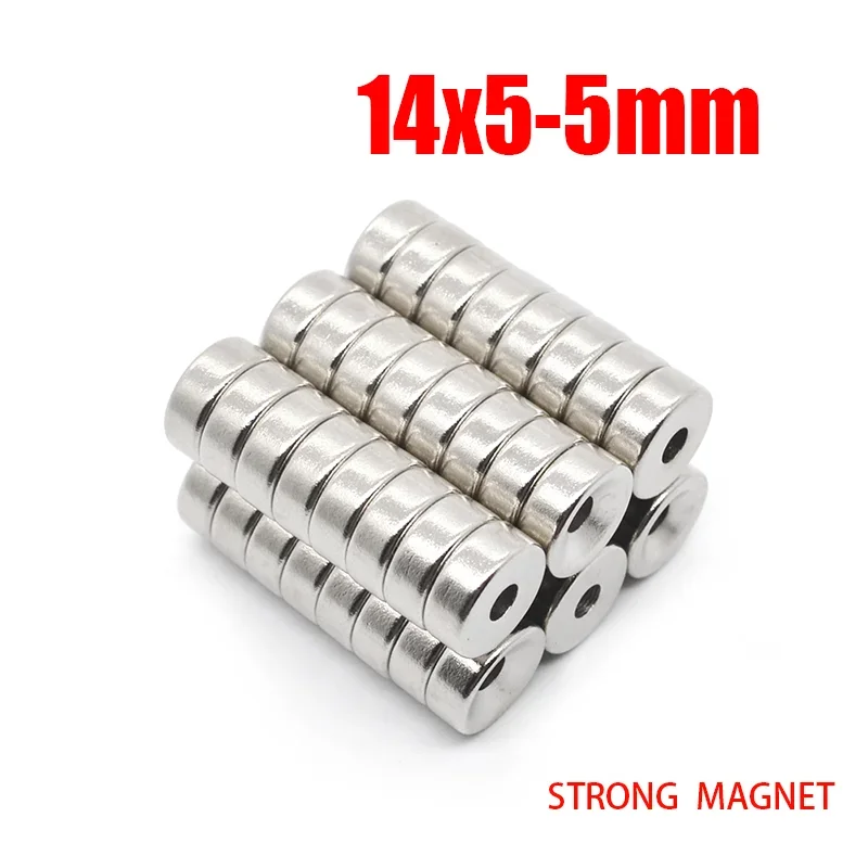 10/20/50/100Pcs 14x5-5mm Small Round Magnet with Hole Super Strong N35 Countersunk Neodymium Magnets Fishing Magnet