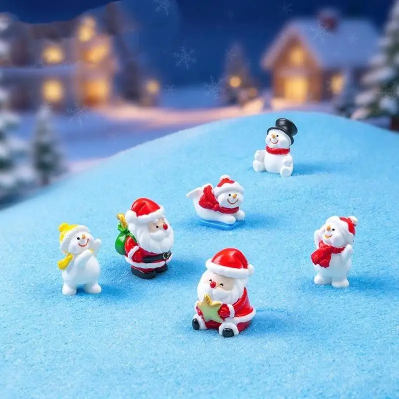 (BF06)Mini Christmas Resin Figurine With Cute Santa Snowman Designs Perfect For Micro Landscape Desktop Home Decoration
