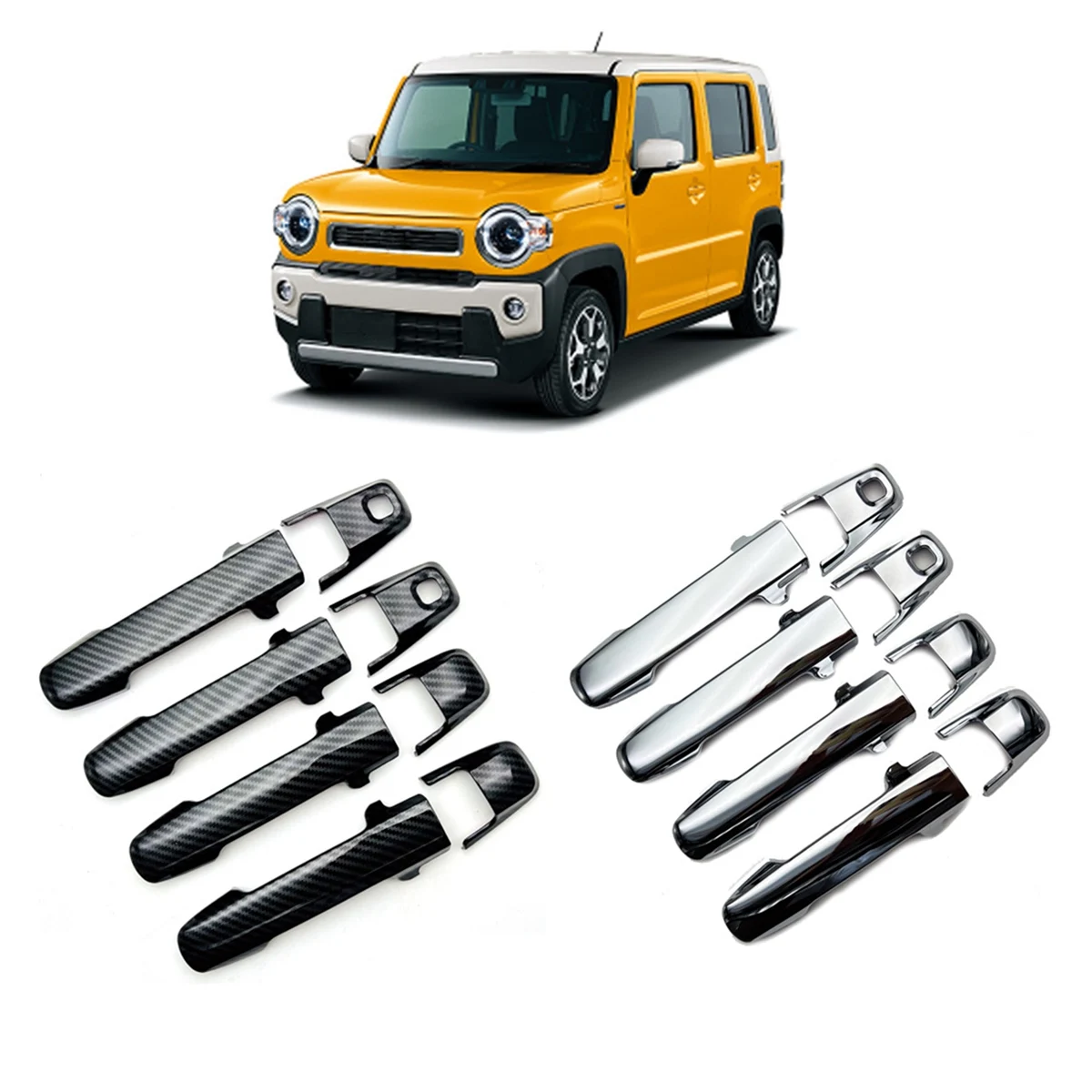 غطاء مقبض باب سيارة من ألياف الكربون ، ملصق ديكور ، ملحقات خارجية ، تشذيب لسوزوكي محتال MR52S ، MR92S ،-