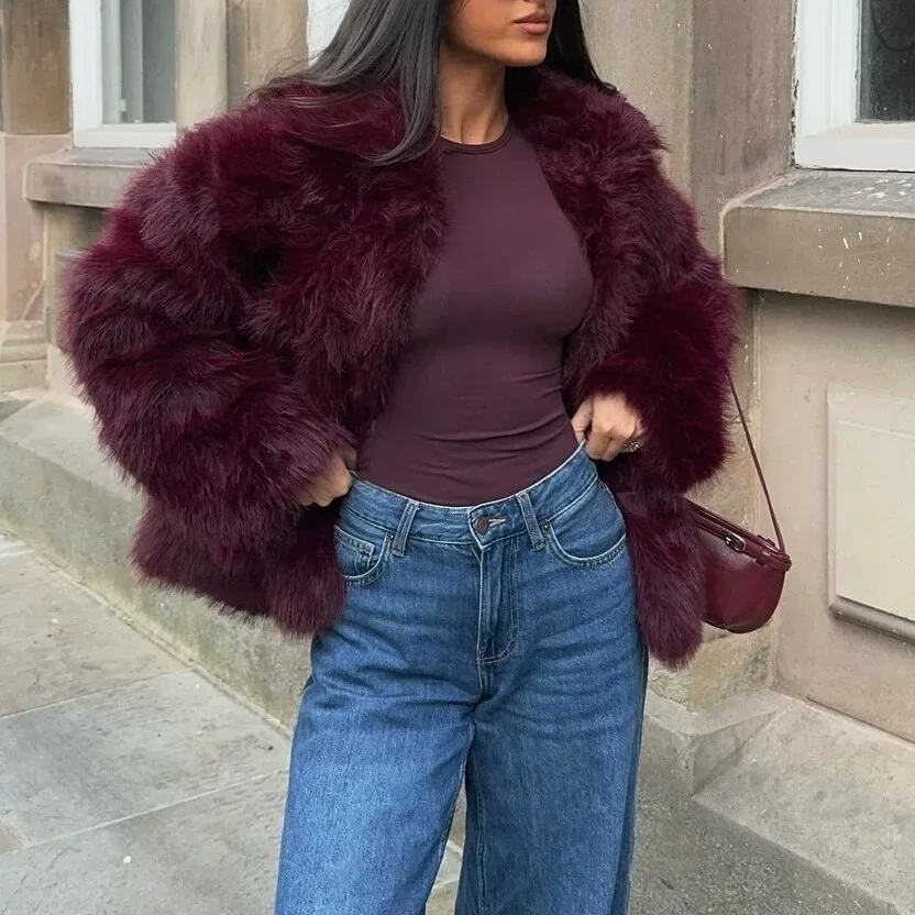 

Осень-зима 2024, новые женские винтажные пушистые теплые куртки с длинными рукавами, модные повседневные топы, уличная женская верхняя одежда