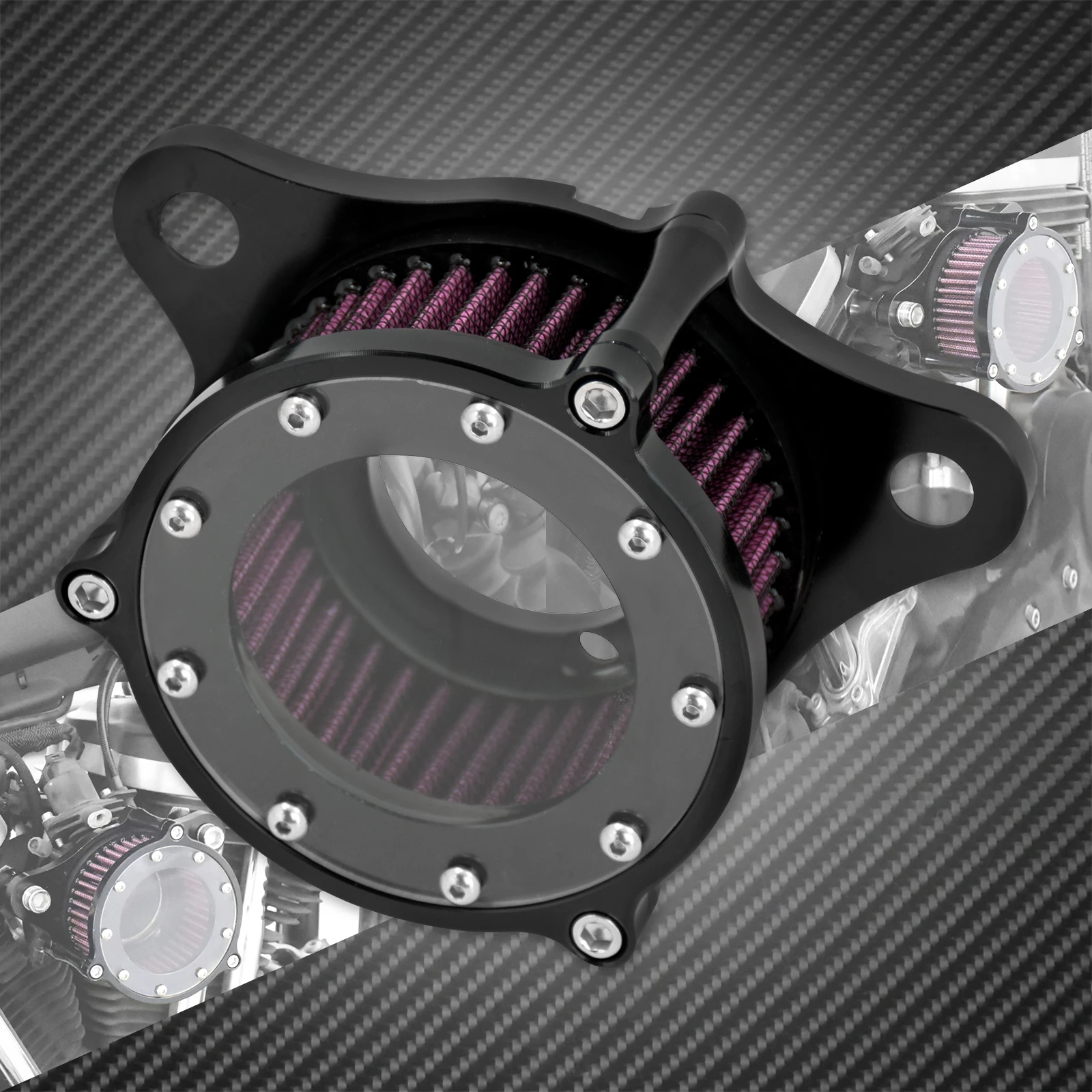 Motorrad-Luftfilter, transparenter Ansaugfilter für Harley Sportster XL 883 1200 48 72, Eisen, Super Low Roadster Custom 2004–2022