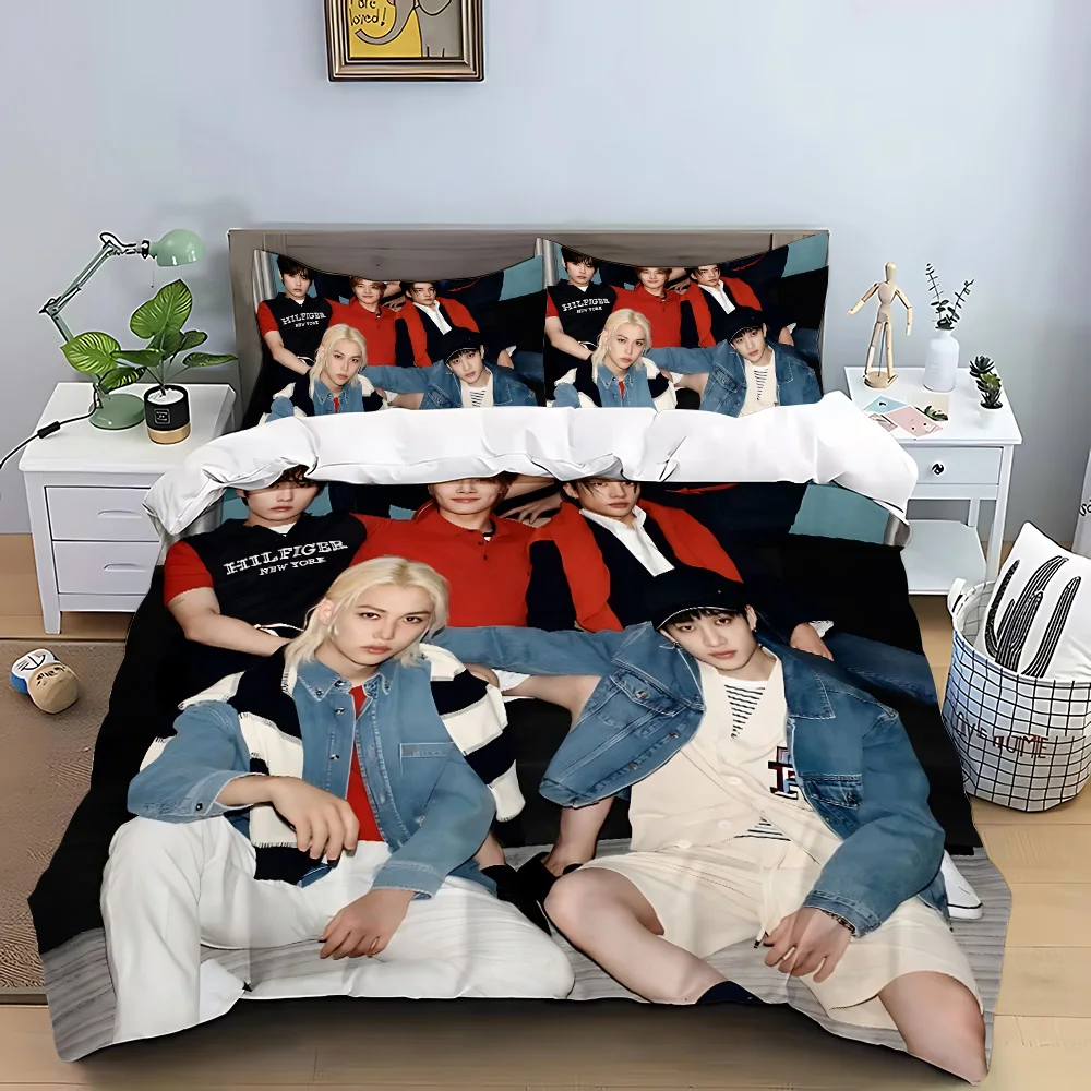 

KPOP Duvet Cover Pillowcase S-Stray-K-Kids Bedding Set Adult Boy Girl Bedroom Decoration Children Gift Single Double Large Size