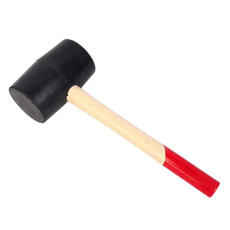 ABKS-Rubber Hammer With Wooden Handle Installation Hammer Black Wooden Floor Beating Hammer Renovation Tool Hammer