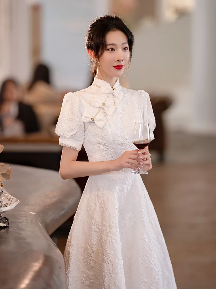 

Cheongsams Evening Dress Women 2023 Temperament Banquet Engagement Qipao Young Short Wedding Dress Formal Cocktail Party Skirt