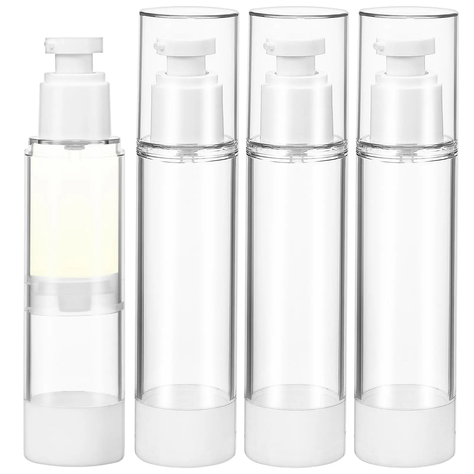 

4 Pcs Airless Pump Bottles 100ml Travel Size Lotion Bottle Refillable Plastic Vacuum Sealed For Toiletries Shampoo Toner