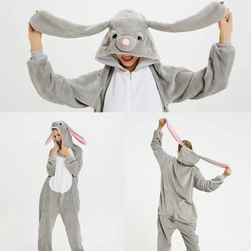 Mashimaro Kigurumi pigiama da donna lungo orecchio coniglietto tutina per adulto animale con cappuccio coniglio pigiama intero costume cosplay di halloweencosplay