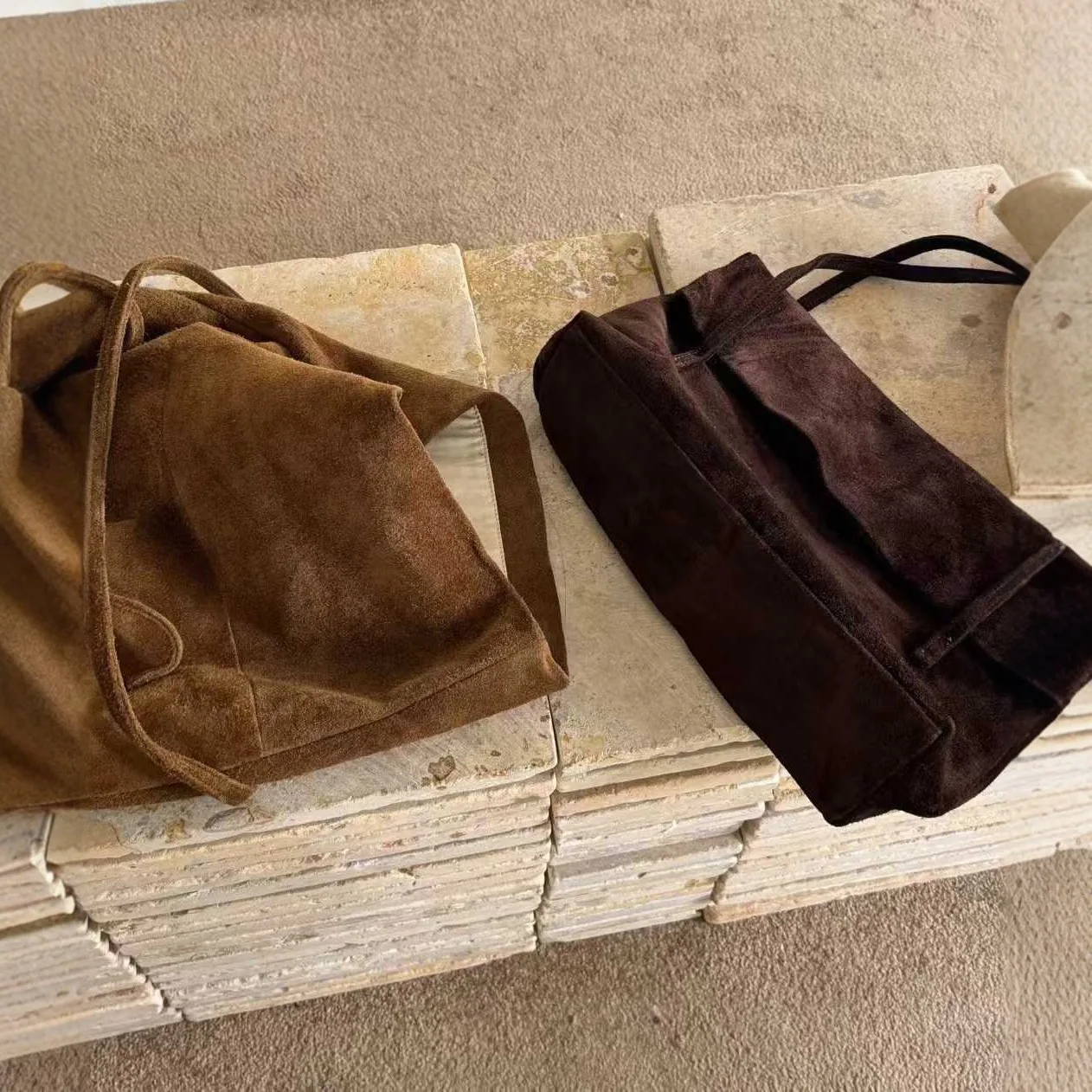 حقيبة يد من جلد الغزال الأصلي للنساء حقيبة يد ومحفظة فاخرة 2026 جديدة في كتف عتيق بسعة كبيرة تحت الإبط #2