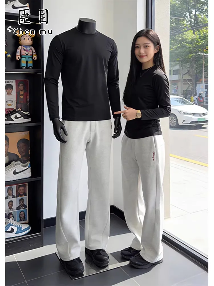 

Светло-серые спортивные брюки Red Label с вышивкой, мужские, весенние, в американском уличном стиле, с сотовой структурой, прямого кроя, для бега и фитнеса