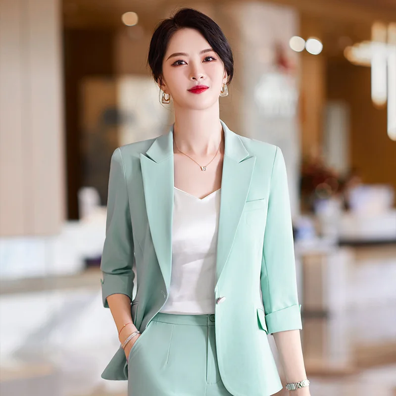 Fashion Temperament Office Wear Suit Slim-Fit Spring Clothes New Korean Style Slim-Fitting Work Clothes Three-Quarter Sleeve Sma