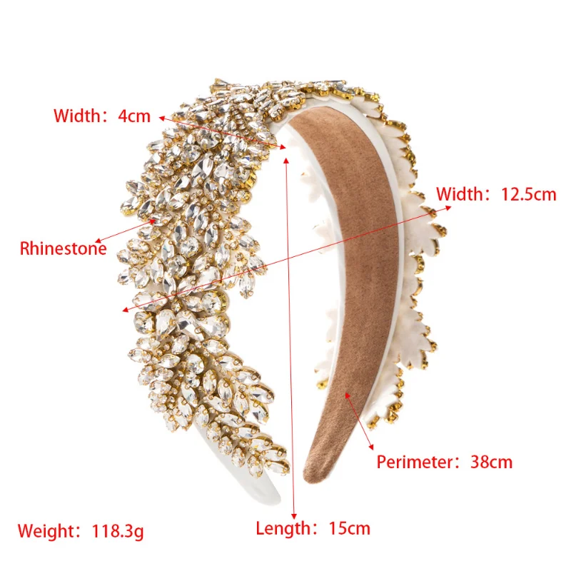 Retro Baroque Rhinestone Geometric Shape Hair Band Wide Side Luxury Ladies Prom Personality Hair Ornaments Bridal Headdress