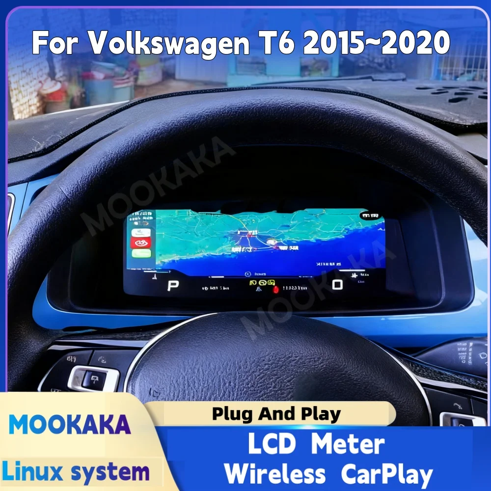 

Car Ditigal Cluster For Volkswagen T6 2015-2020 LCD Dashboard Instrument Panel Auto Virtual Cockpit Cluster Speedometer GPS Navi