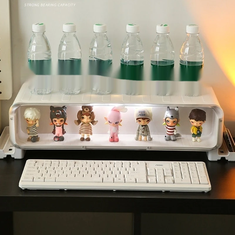 Support d'ordinateur de bureau avec tiroir, étagère de moniteur de bureau, boîte de rangement blanche pour poste de travail