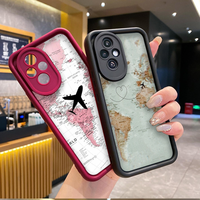 Creative Travel Map Airplane Pattern Couple Phone Case for Huawei Honor 200 400 90 Lite X7 8X X9 PRO Magic 7 6 5 Pro Soft Cover