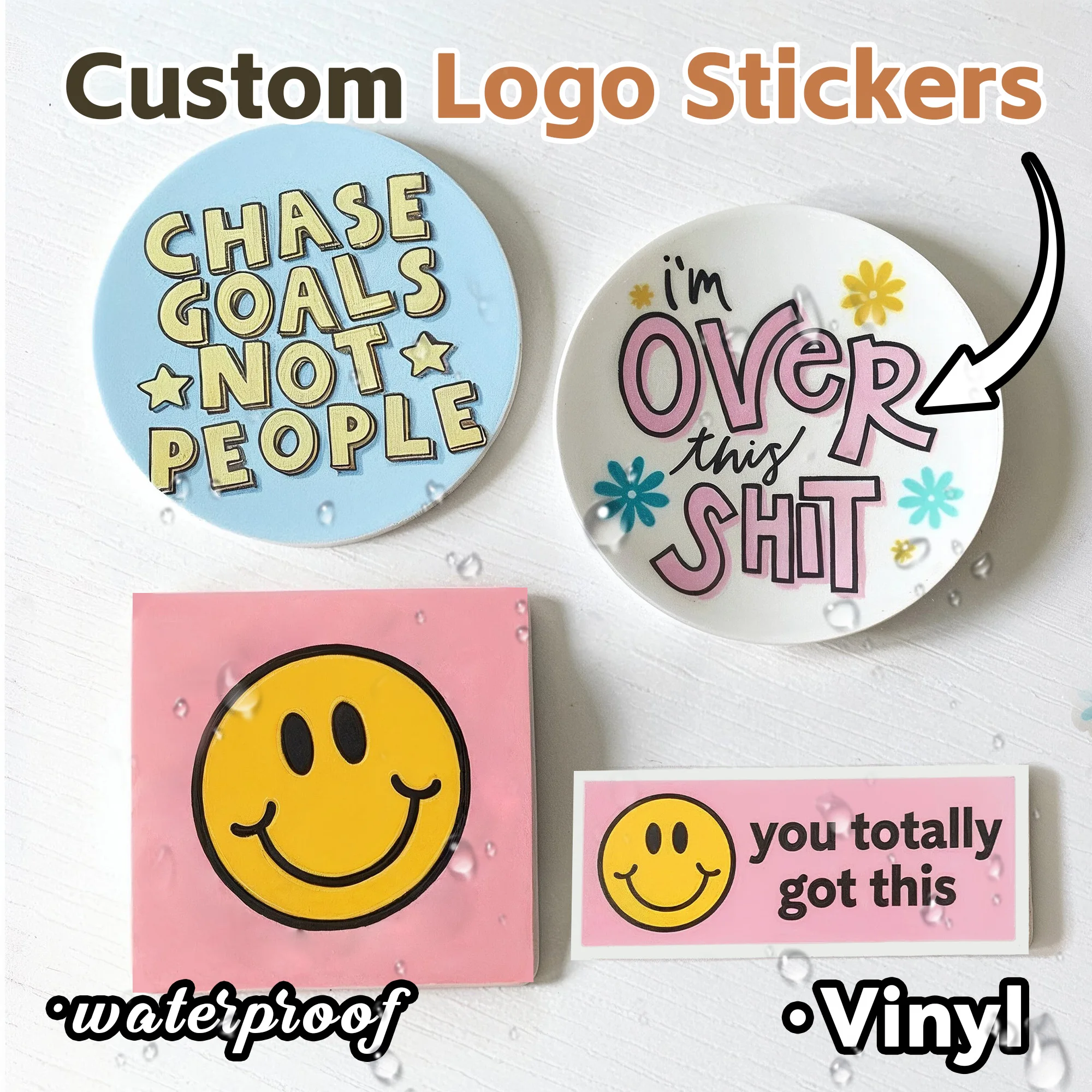 

Custom Stickers PVC Waterproof Die Cut Vinyl Logo Labels Personalized Stickers for Laptop Birthday Party Wedding Business