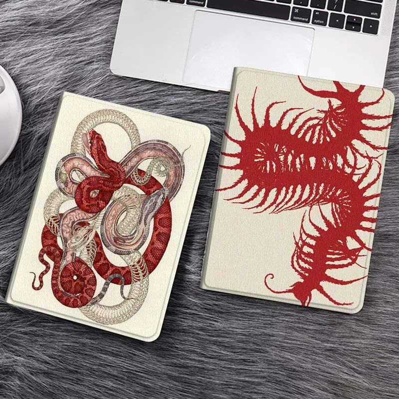 

Cartoon Snake Coiled Pattern Tablet Case For Samsung Tab Galaxy S6 S11 A A7 A8 A9 A11 10.1 10.4 10.5 Plus Lite Gift