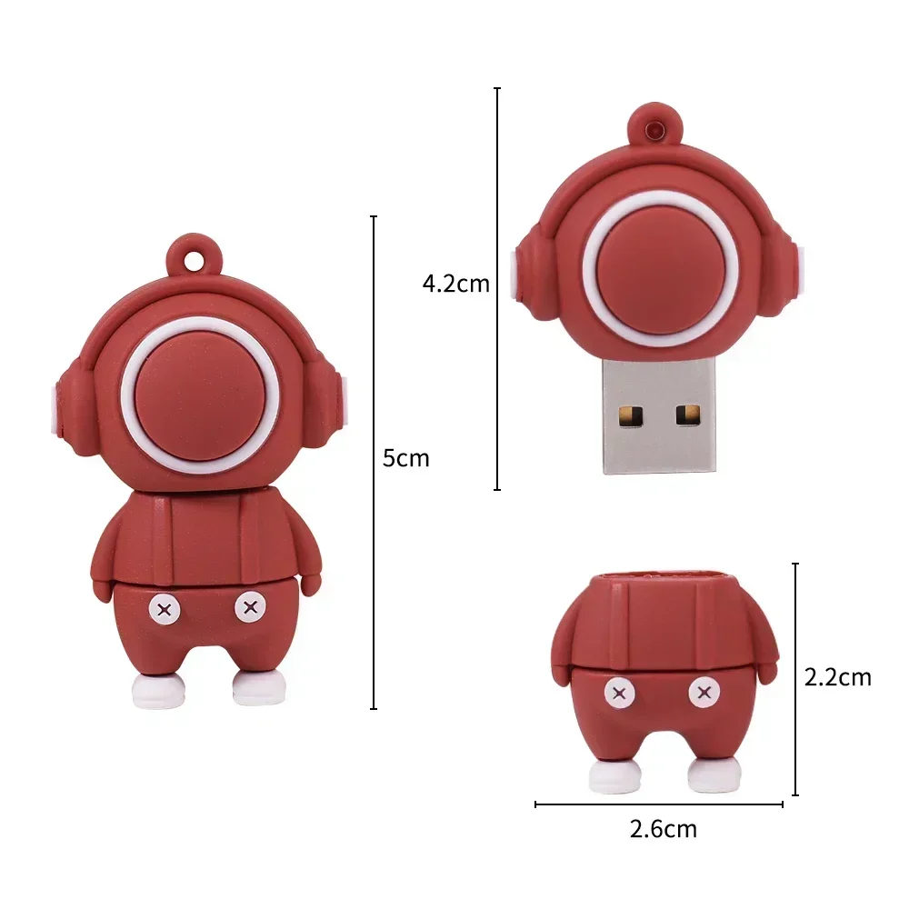 Stik memori kartun 128GB, USB Flash Drive 64GB boneka musik silikon Hadiah untuk anak-anak Pen Drive 32GB kreatif USB Stick hadiah