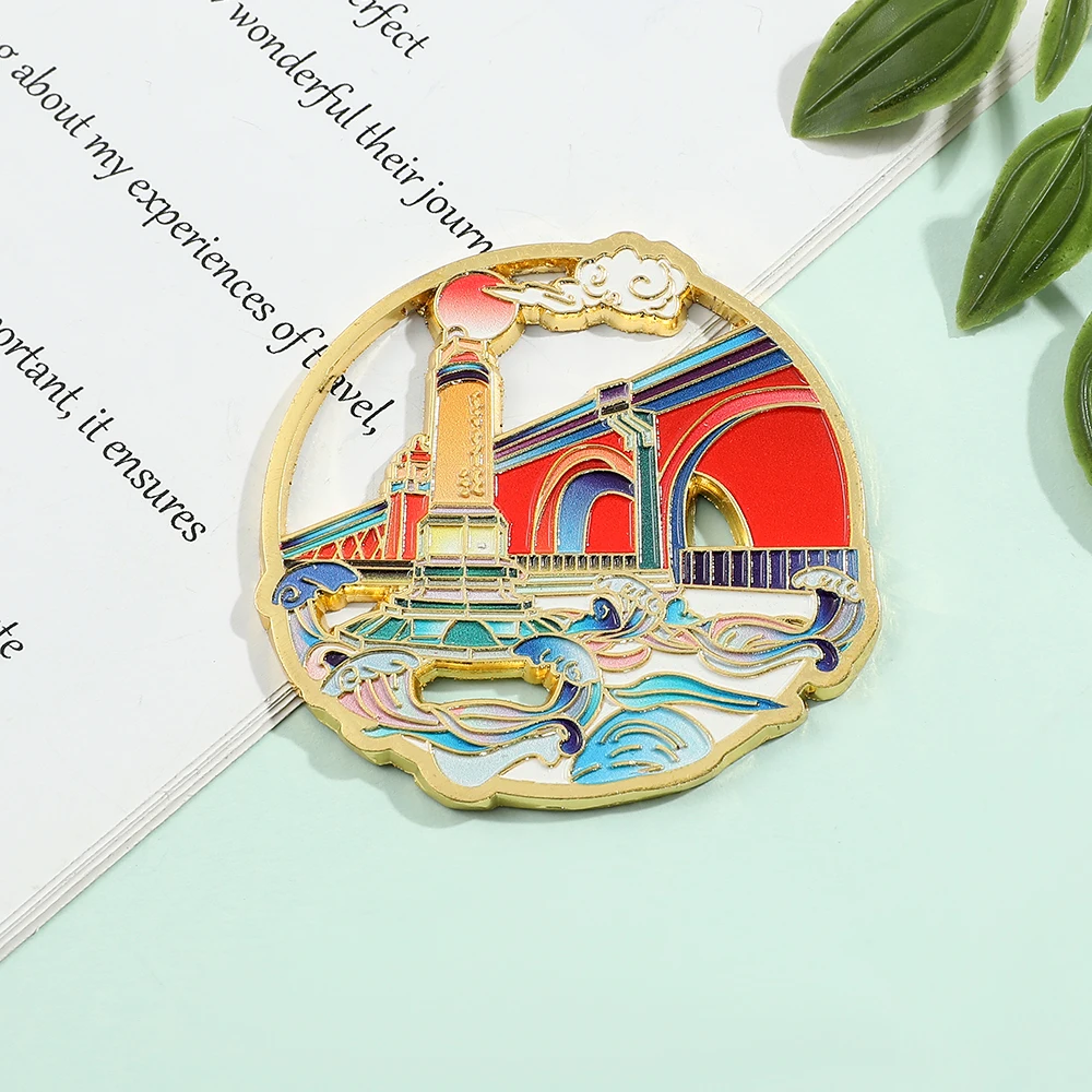 Chinese tourist attractions stainless steel pendant bookmarks, reading page annotations bookmarks, students using classic text