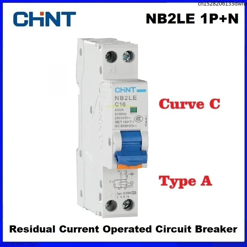 

CHINT NB2LE Curve C Тип AC 1P+N Защитный выключатель от остаточного тока Автоматический выключатель RCBO 30MA 10A 16A 20A 25A