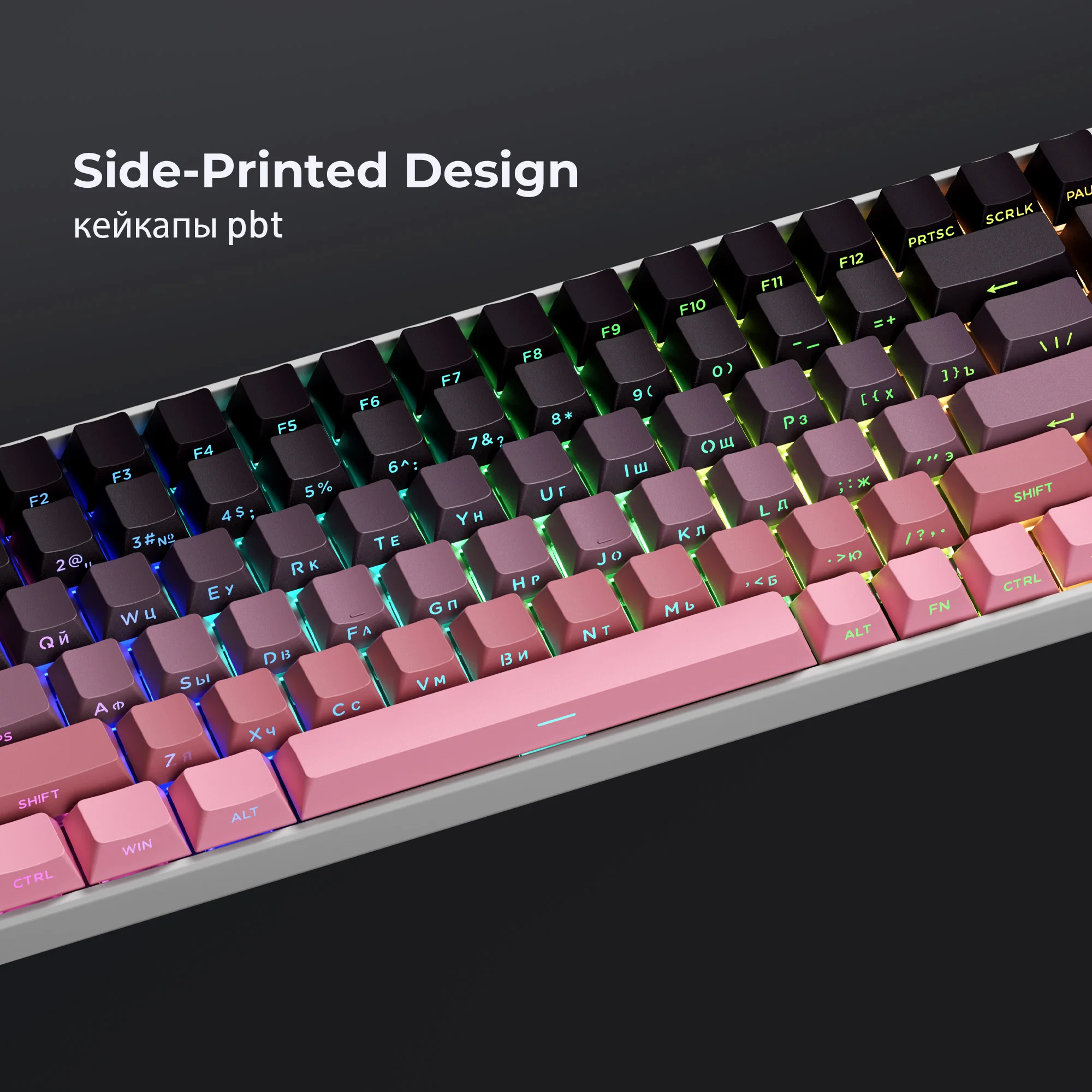 

XVX Blackberry Gradient Side Backlit Keycaps with Russian Characters 135 Keys Double Shot PBT Keycap