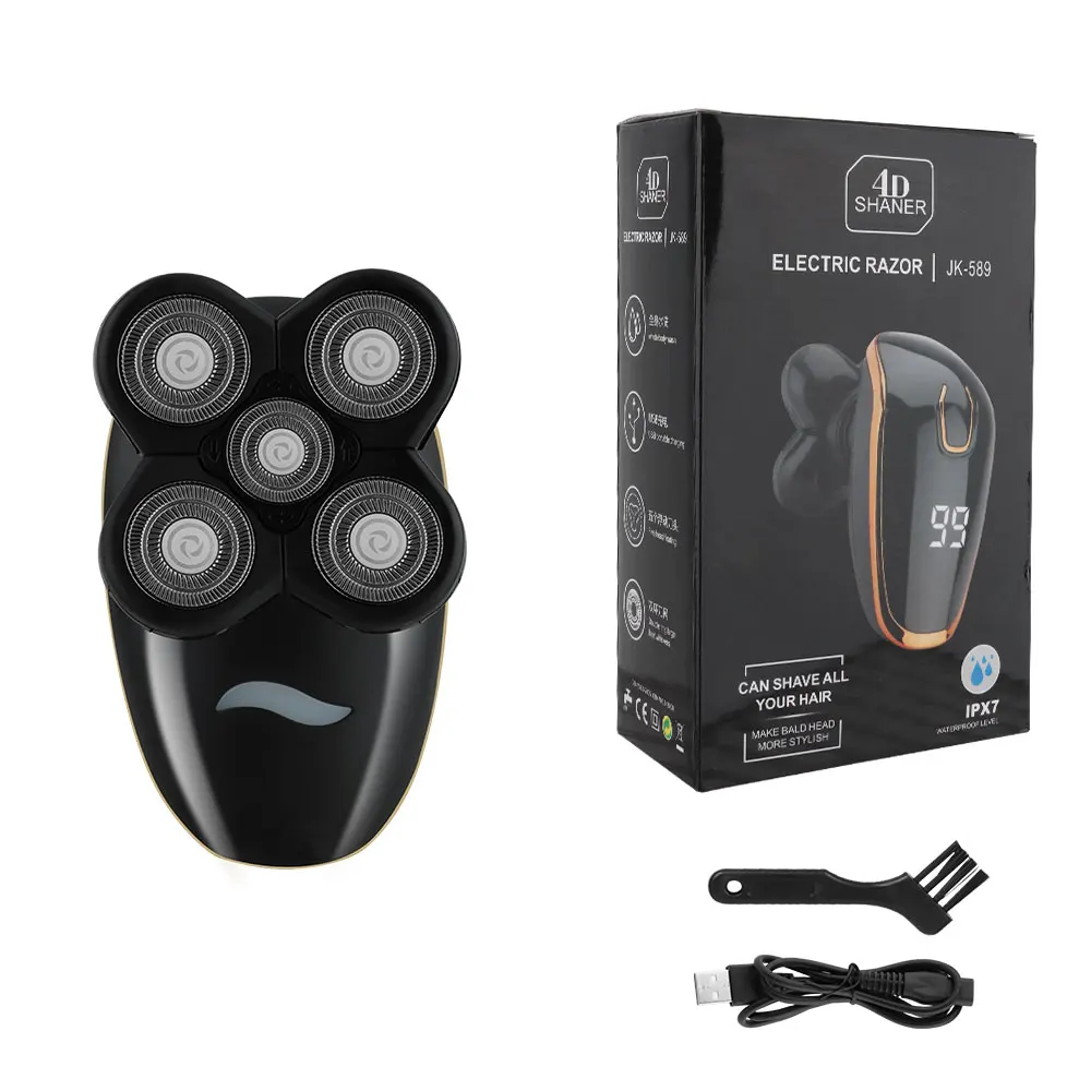 

4D 5-Head Men's Electric Shaver, IPX7 Waterproof Bald Head Razor, Rechargeable Cordless Wet/Dry Electric Razor with LED Display
