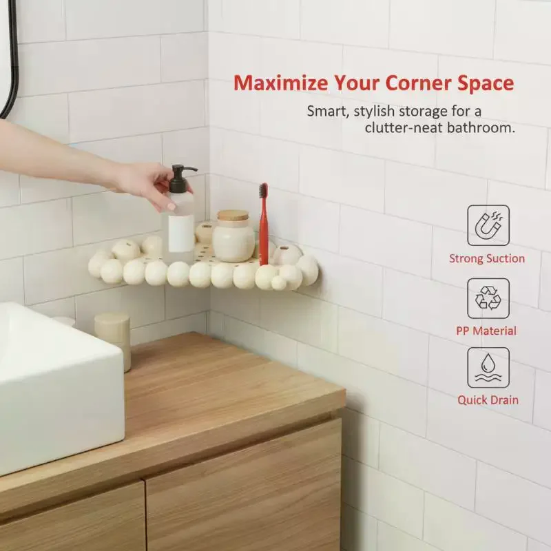 Cloud Shaped Suction Cup Storage Rack Punch Free Removable Plastic Organizer for Bathroom Cosmetic Toiletries