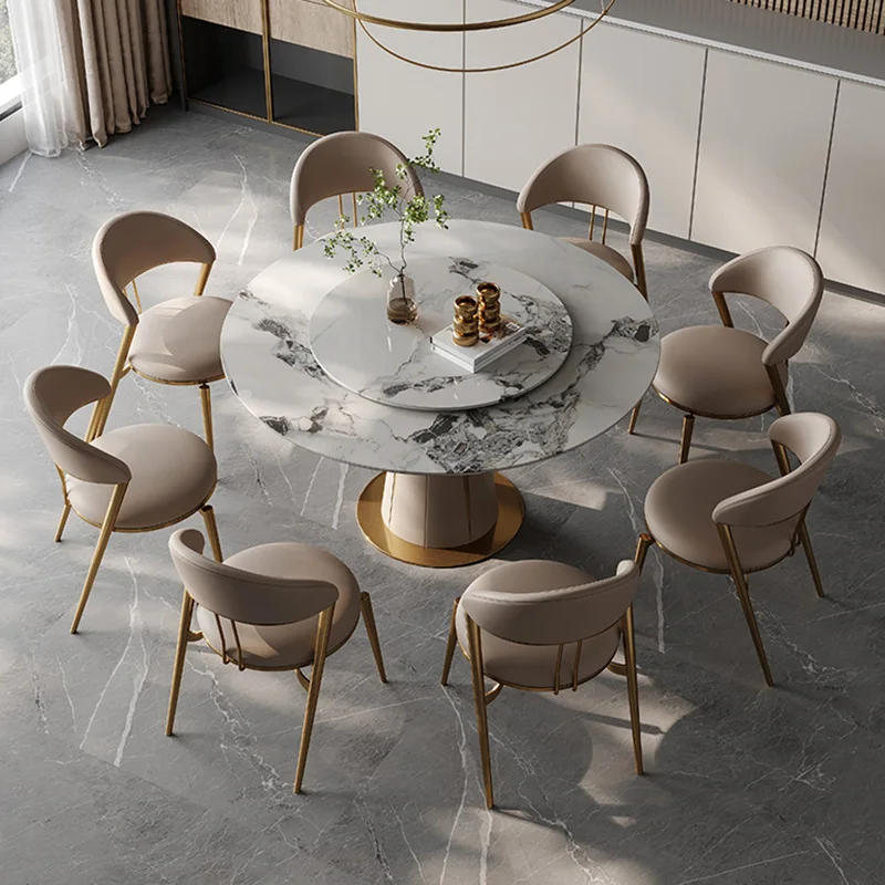 

Individual Luxury Dining Table Nordic Desk Waterproof Round Dining Table 6 People Kitchen Mesa De Comedor Postmodern Furniture