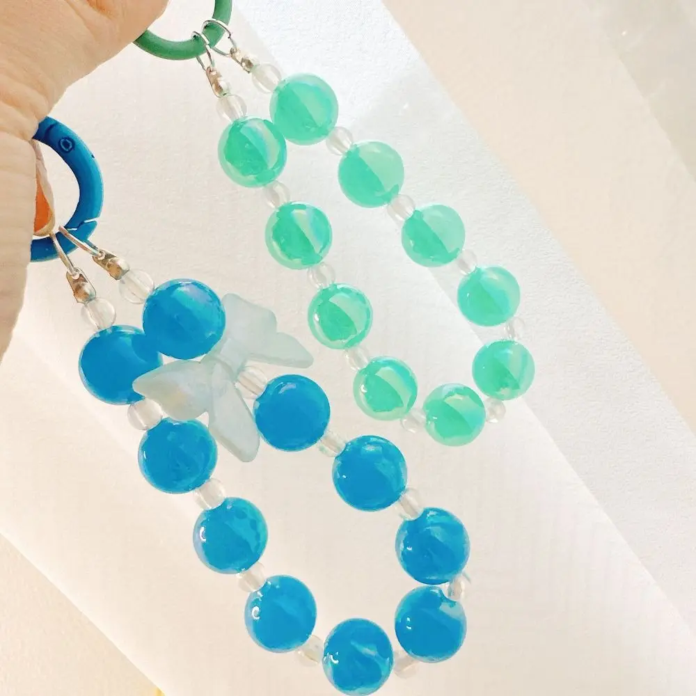 Cute Acrylic Mobile Phone Strap Bag accessories Anti-lost Mobile Chain Lanyard Bow Beads Chain