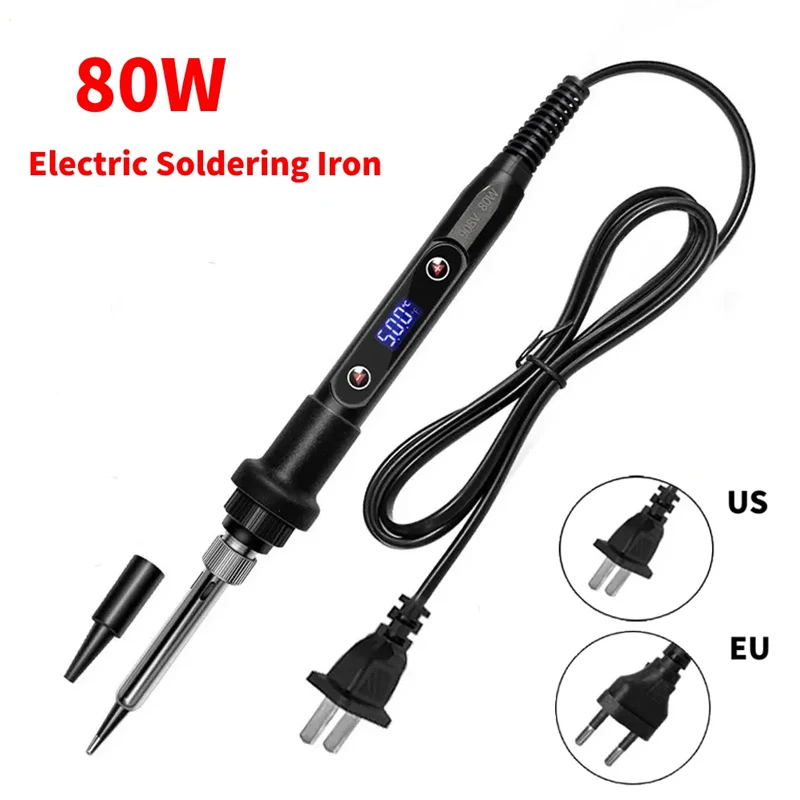 80W Electric Soldering Iron Adjustable Temperature LED Digital Display Thermostatic Iron Suitable for Jewelry Electrical Repair