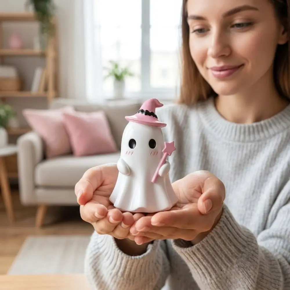 Collection Funny Ghost Figurine Cute Pumpkin Witch Hat Bow Halloween Ornaments Spooky Gifts Tabletop Decoration Office