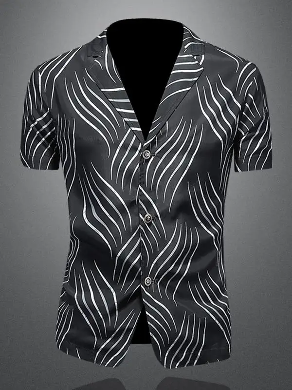 

Men's Slim Fit Short Sleeve Shirt Casual Drapey Thin Style Half Sleeve Breathable Polyester Fiber Summer Fashion Top