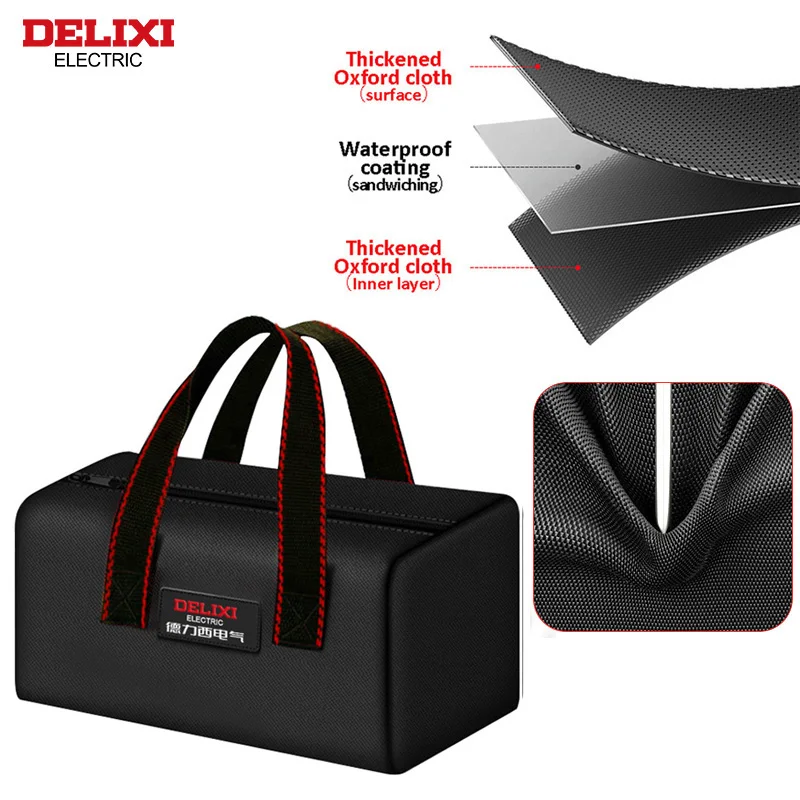 DELIXI ELECTRIC Tool Bag Oxford Cloth Portable Storage Bag, Professional Electrician and Carpenter Repair, Home Storage, HandBag