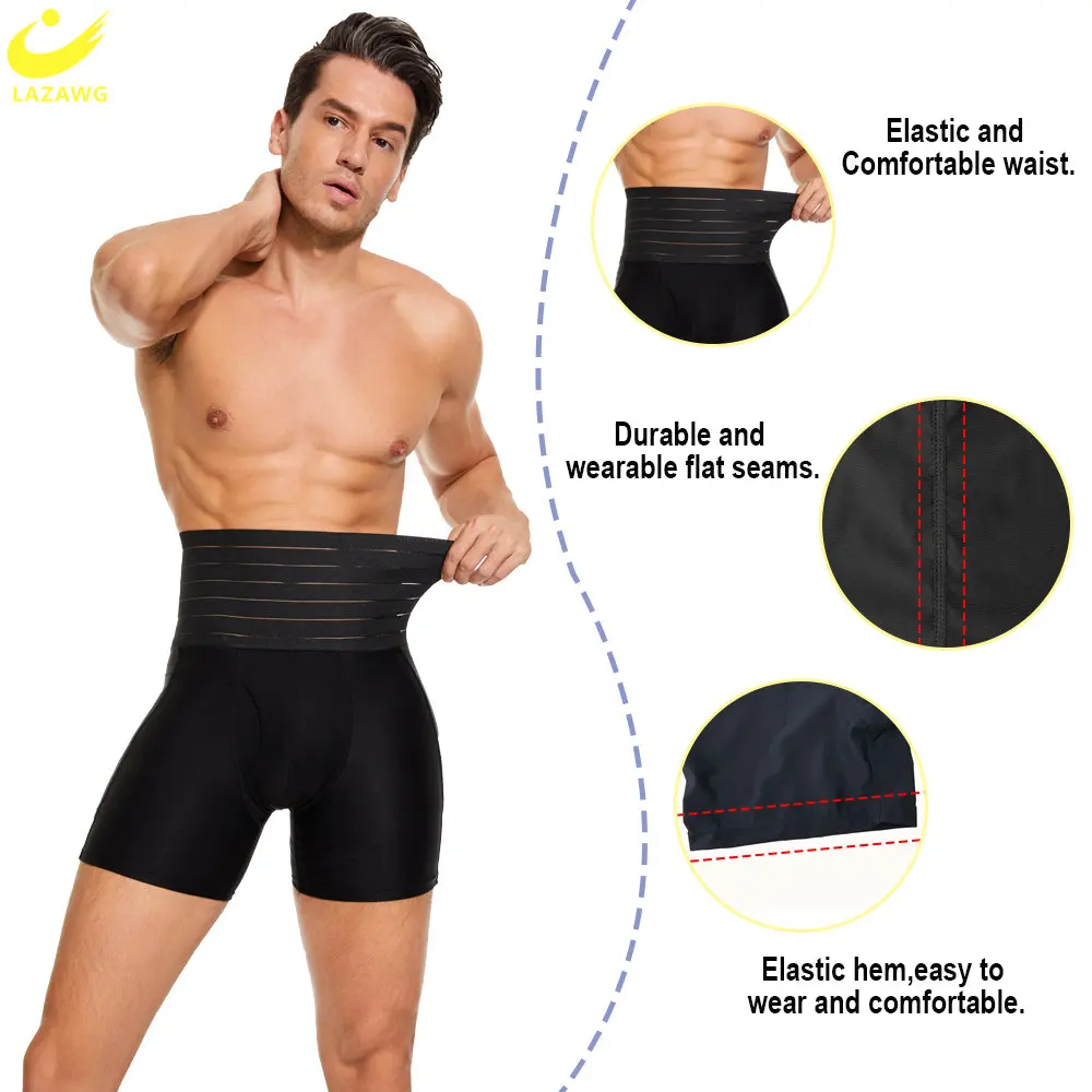 LAZAWG Body Shaper Shorts voor Mannen Afslanken Tummy Controle Panty Mid Trainer Hoge Taille Ondergoed Dij Slipje Body Shaper Gym