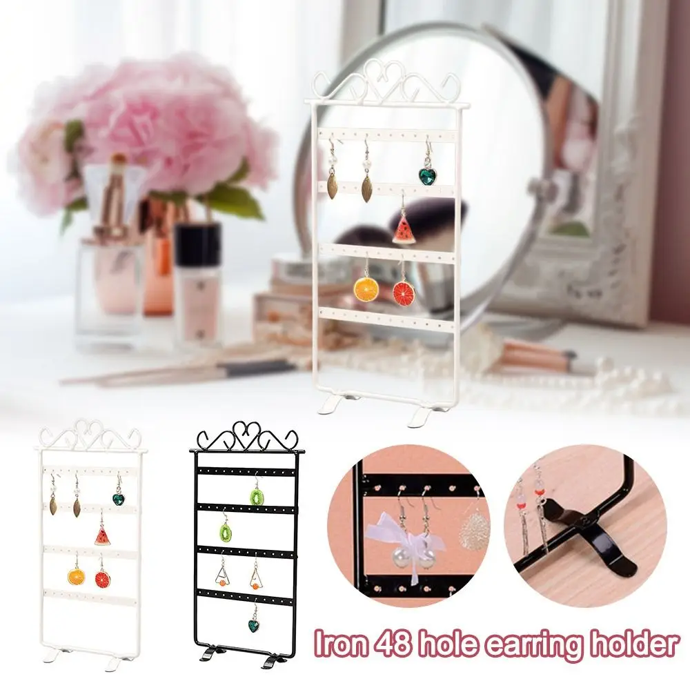 

Keychain Bracelet Shelf with 48 Holes Necklaces Easel Metal Durable Jewelry Collection Rack Earrings Jewelry Hanging