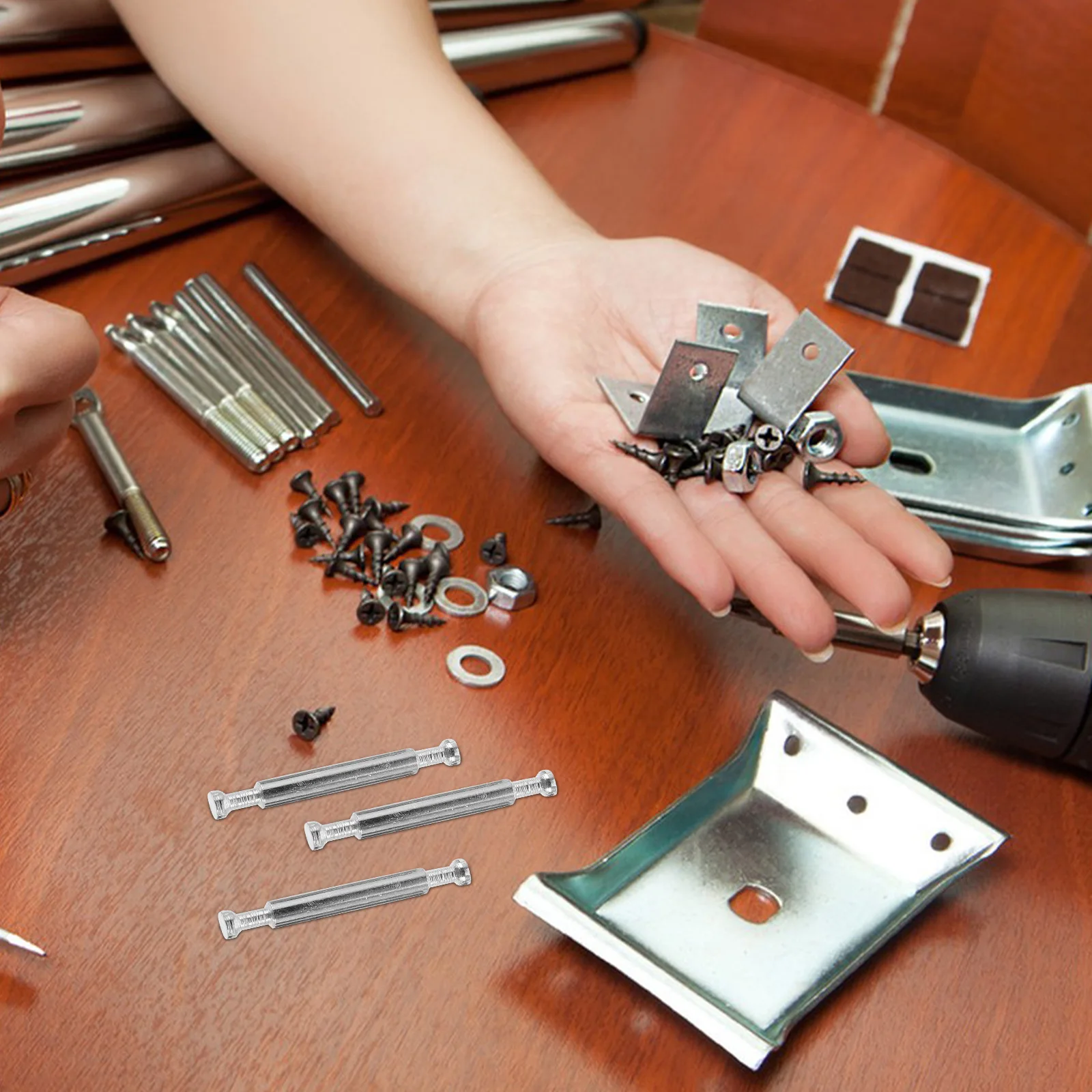 

Double Head Connection Screw 10 Sets Silver Cabinet Drawer Fasteners Long Bolts Hardware Accessories Wardrobe Nuts