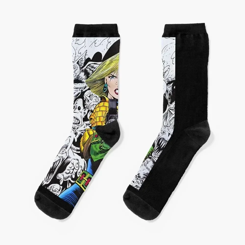 Great Gift 2000Ad Judge Anderson Gift For Fan Socks colored golf sports and leisure aesthetic Men Socks Women's