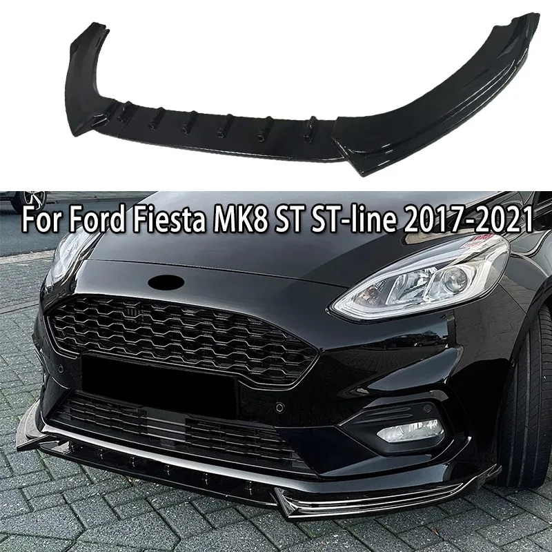Para Ford Fiesta MK8 ST ST-line 2017-2021: Labio de parachoques delantero, alerón, divisor, difusor, labio frontal, alerón de barbilla, kit de carrocería, tuning