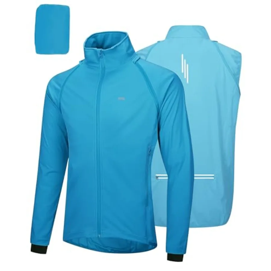 

33000Feet Men's Cycling Jacket Long Sleeve Waterproof Running Bike Vest Outerwear Reflective Windproof Sleeveless Jacket