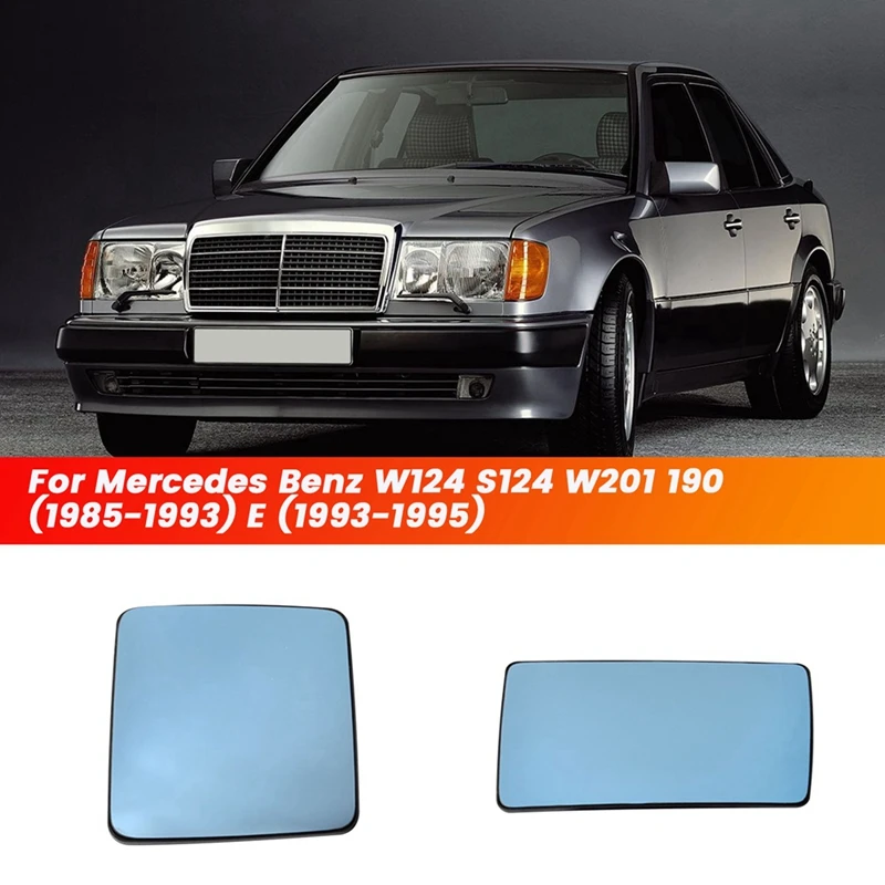 1Piar Car Blue Mirror Glass For Mercedes Benz W124 S124 W201 190 (1985-1993) E (1993-1995) Heated Rearview Mirror Glass