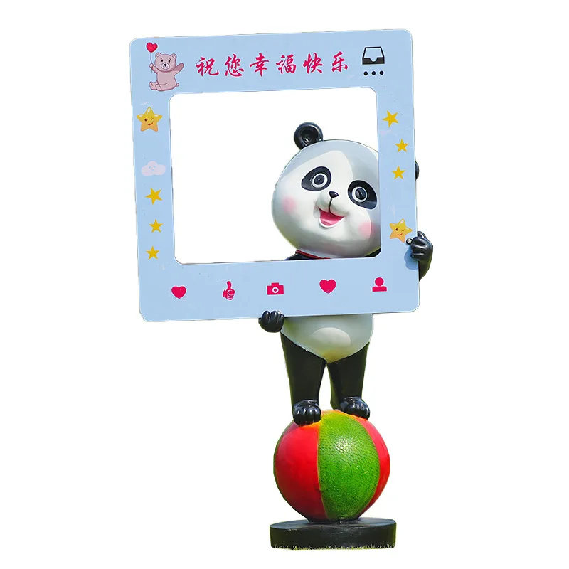 

Cartoon panda ornament fiberglass sculpture outdoor garden landscape park community milk tea shop