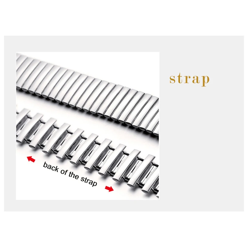 Elastic Stainless Steel Loop Strap 16/18/20/22mm Men Women Universal Polished Metal Replace Bracelet Watch Band Belt with tool