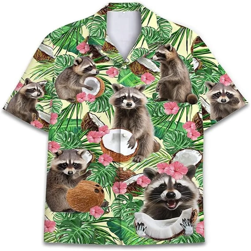 

2024 New Hawaiian Vacation Seaside Shirt Refreshing And Comfortable Quick Drying Material Animal Forest Elements Casual Fashion