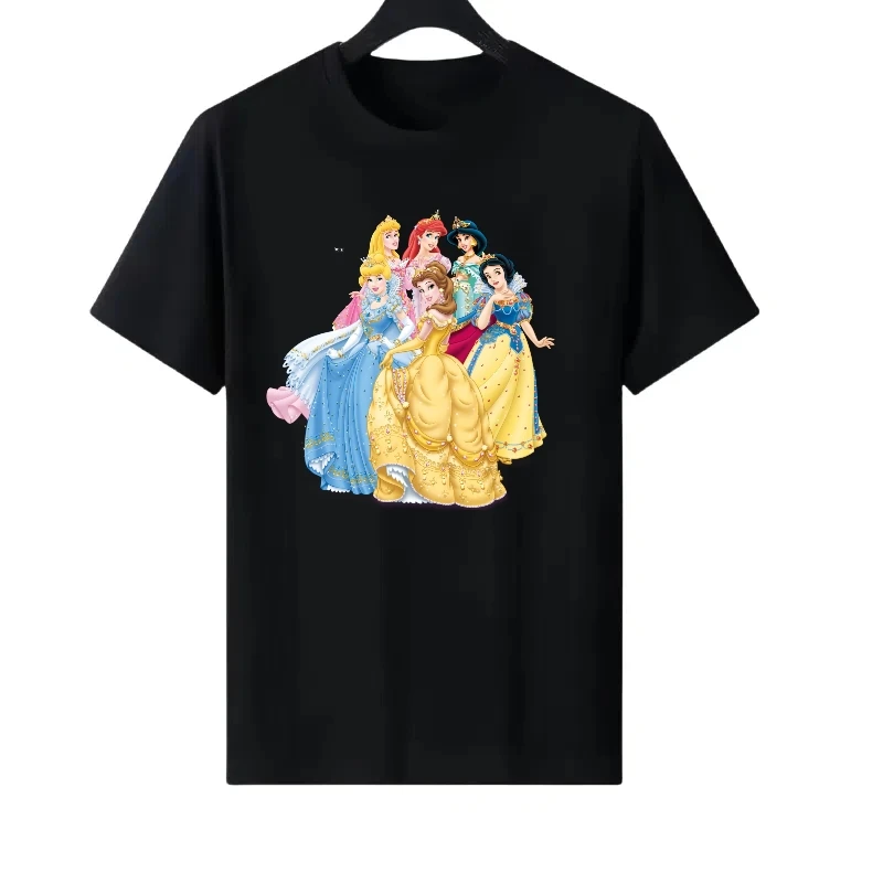 

Disney Princess Pattern Woman Fashion Round Neck Parent-child Clothing Loose Tops Ladies Cheap Short Sleeves T-Shirt Sweatshirts