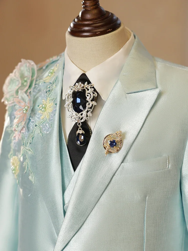 Terno de flor artesanal masculino, terno infantil, casamento da menina, performance de piano, blazer de moda, A3753