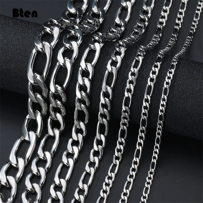 BTEN 2020 Fashion Classic Figaro Chain Necklace Men Stainless Steel Long Necklace For Men Women Chain Jewelry