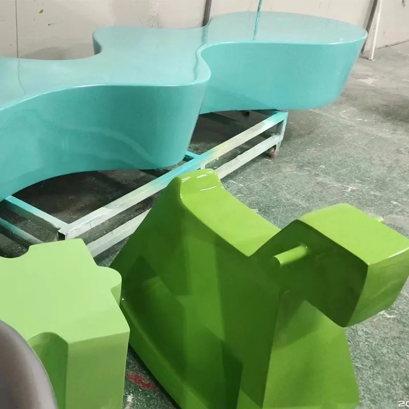 Creative FRP leisure seat, shopping mall stool, custom mushroom combination shopping mall rest area, FRP seat view 3