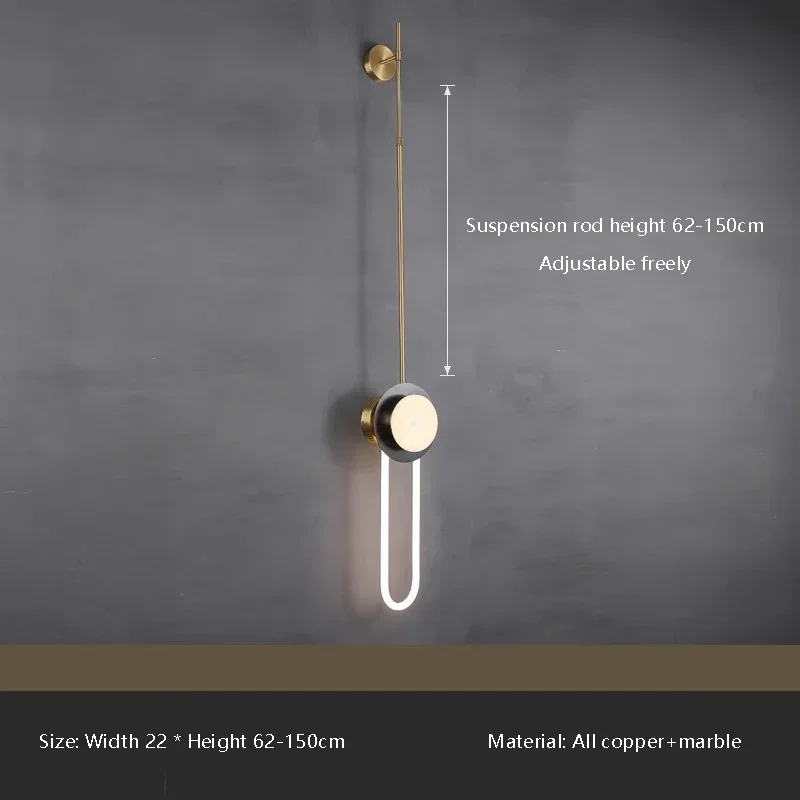 إضاءة داخلية، تصميم حديث، إبداع بسيط، مصابيح حائط LED معدنية طويلة القطب، تركيبات إضاءة فندقية فاخرة